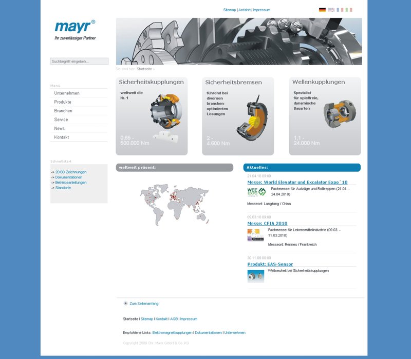 mayr® Power Transmission yenilenen web sitesini görücüye çıkarıyor